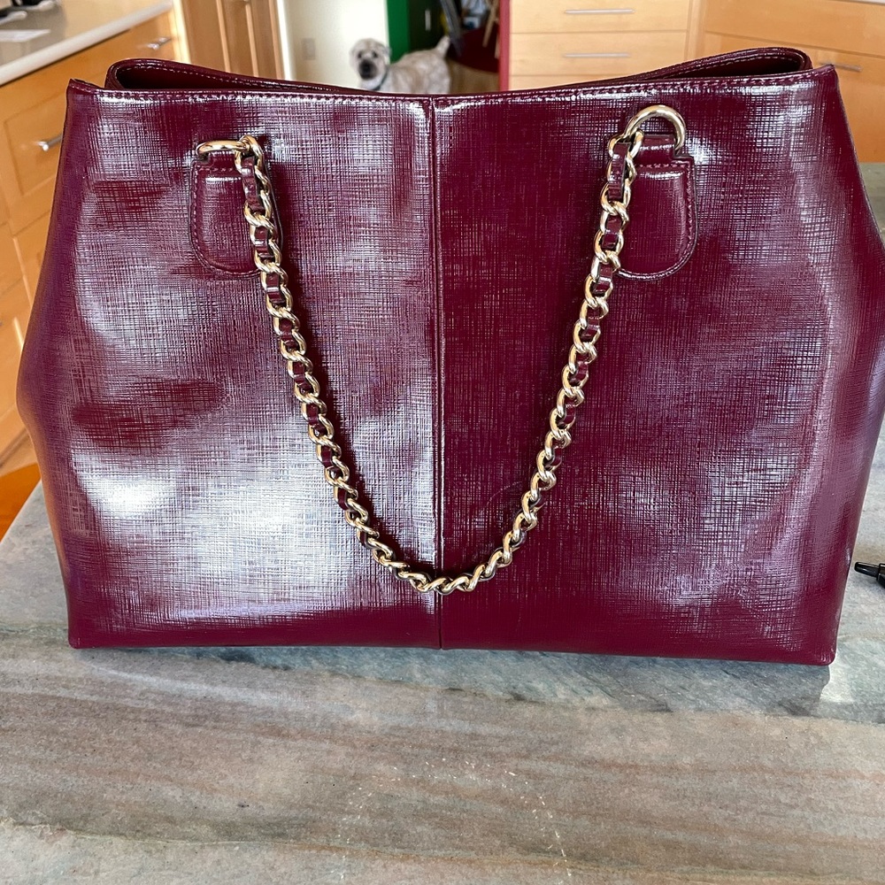 Coach Leather Handbag Maroon Like New - Picture 3 of 9